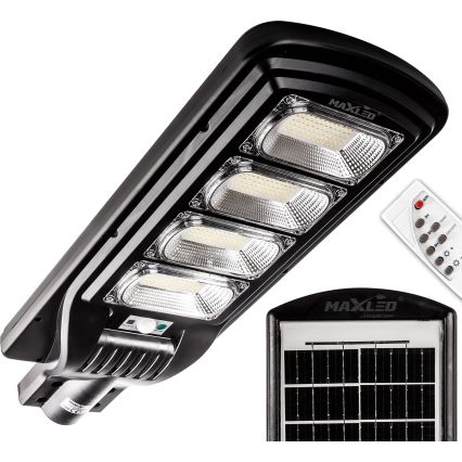 LED Himmennettävä aurinkokennoinen katulamppu anturilla LED/240W/6V 6500K IP65 musta + kauko-ohjaus