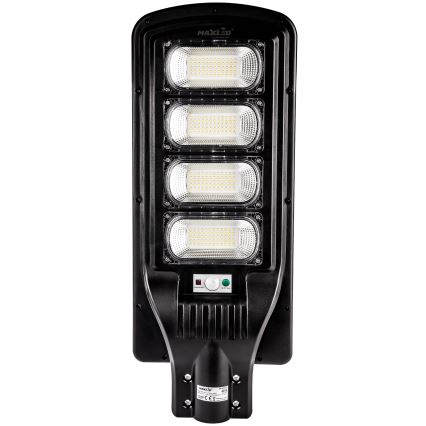 LED Himmennettävä aurinkokennoinen katulamppu anturilla LED/240W/6V 6500K IP65 musta + kauko-ohjaus