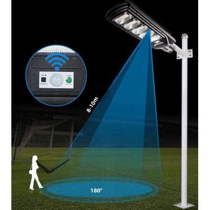 LED Himmennettävä aurinkokennoinen katulamppu anturilla LED/300W/6V 6500K IP65 musta + kauko-ohjaus