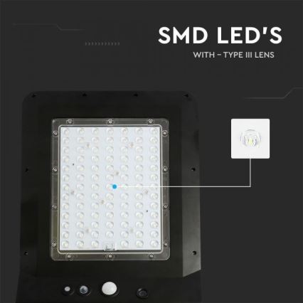 LED Aurinkokennokatuvalo anturilla LED/40W/9,6V IP65 6000K + kauko-ohjaus
