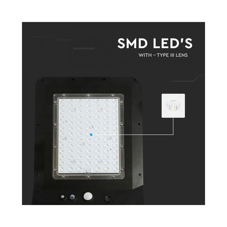 LED Aurinkokennokatuvalo anturilla LED/40W/9,6V IP65 6000K + kauko-ohjaus