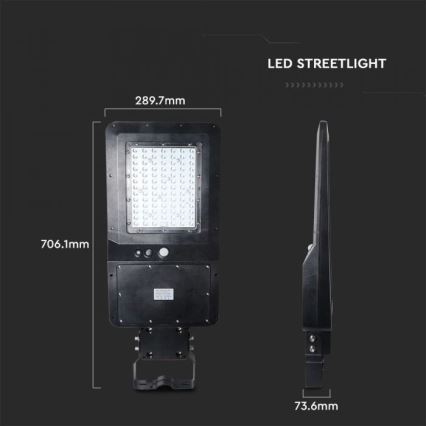 LED Aurinkokennokatuvalo anturilla LED/40W/9,6V IP65 6000K + kauko-ohjaus