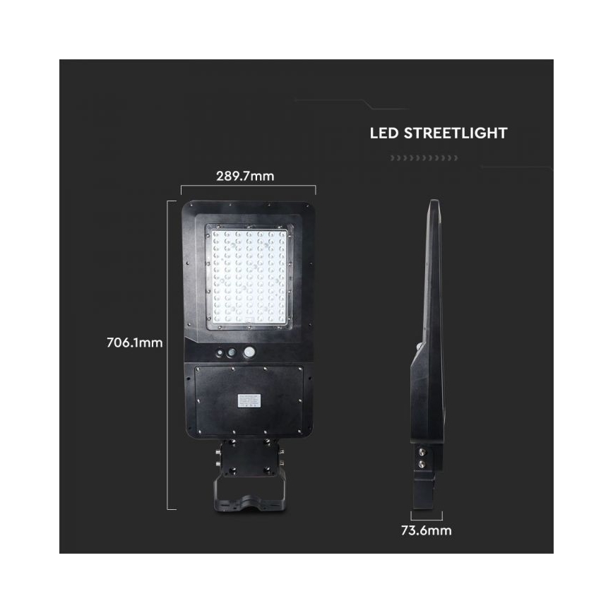 LED Aurinkokennokatuvalo anturilla LED/40W/9,6V IP65 6000K + kauko-ohjaus