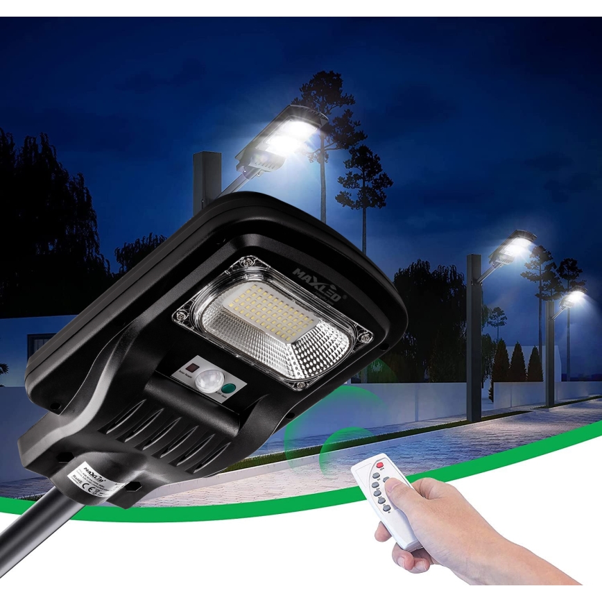 LED Himmennettävä aurinkokennoinen katulamppu anturilla LED/60W/6V 5500 mAh 6500K IP65 musta + kauko-ohjaus