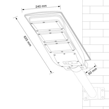 LED Aurinkokennokatuvalo anturilla STREET LED/10W/3,2V IP65 + kauko-ohjaus
