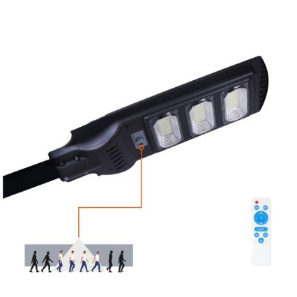 LED Himmennettävä aurinko katu lamppu kanssa motion ja dusk sensori URBI LED/8W/3,2V 6500K IP54 + kauko-ohjaus