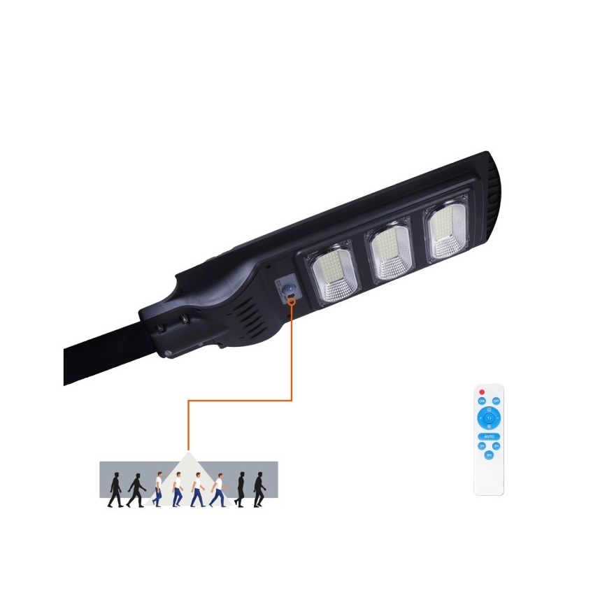LED Himmennettävä aurinko katu lamppu kanssa motion ja dusk sensori URBI LED/8W/3,2V 6500K IP54 + kauko-ohjaus