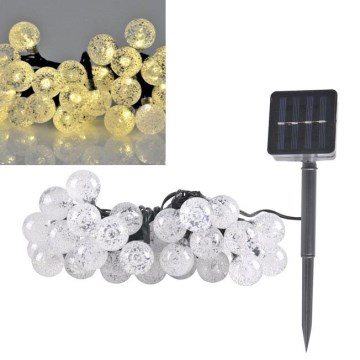LED-aurinkokennoketju 30xLED/8 toiminnot 4,9m IP44 lämmin valkoinen