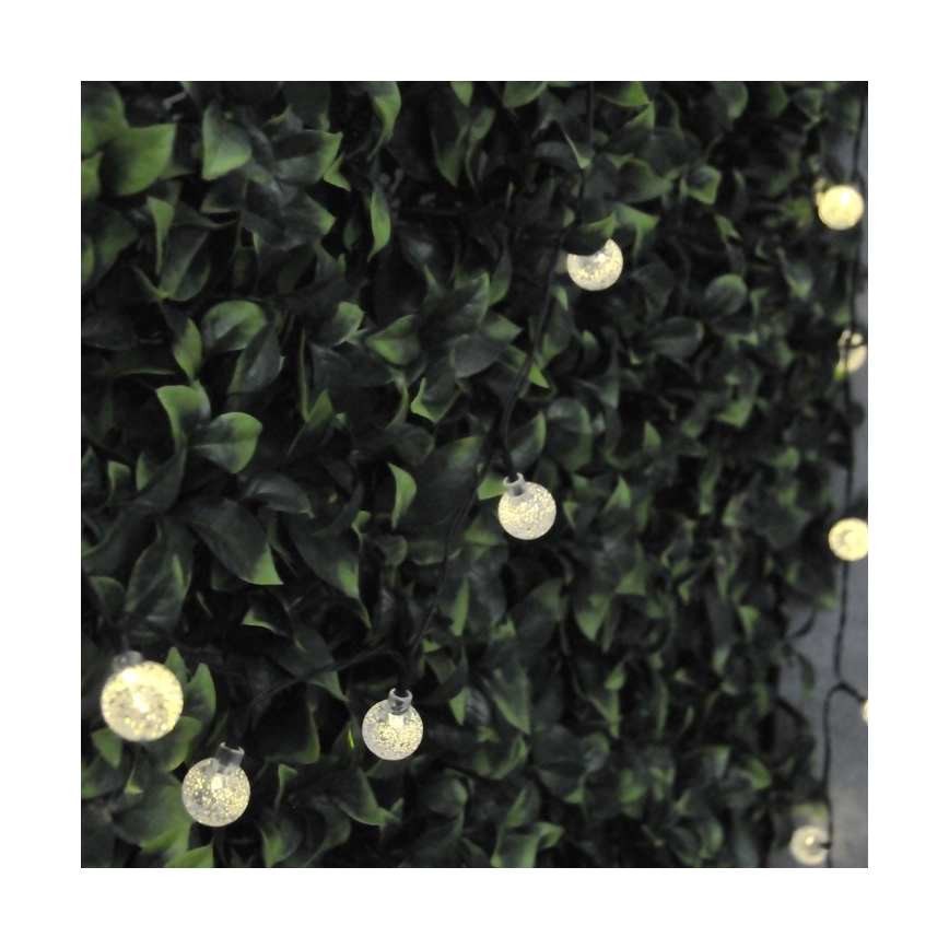 LED-aurinkokennoketju 30xLED/8 toiminnot 4,9m IP44 lämmin valkoinen