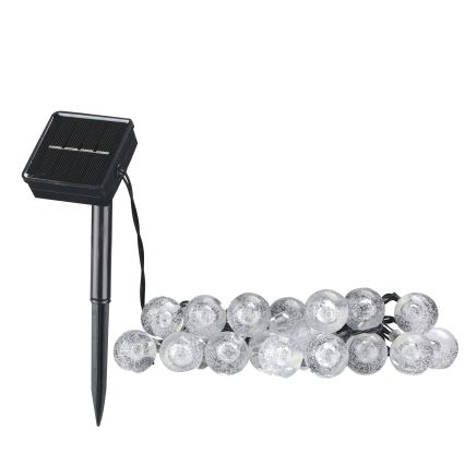 LED aurinkokennovalosarja BUBBLE GLASS 20xLED/8 toimintoa 4,85 m 600 mAh IP44 lämmin valkoinen