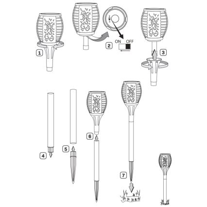 LED aurinkokennolamppu ulkokäyttöön FUEGO BIG LED/1,2V 600 mAh IP44