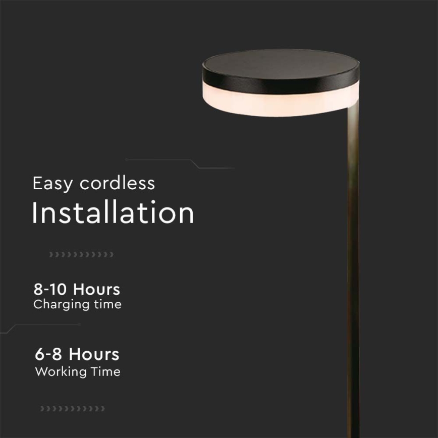 LED aurinkokennolamppu ulkokäyttöön LED/2W/3,7V 3000K IP54 musta