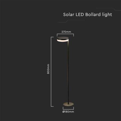LED aurinkokennolamppu ulkokäyttöön LED/2W/3,7V 3000K IP54 musta