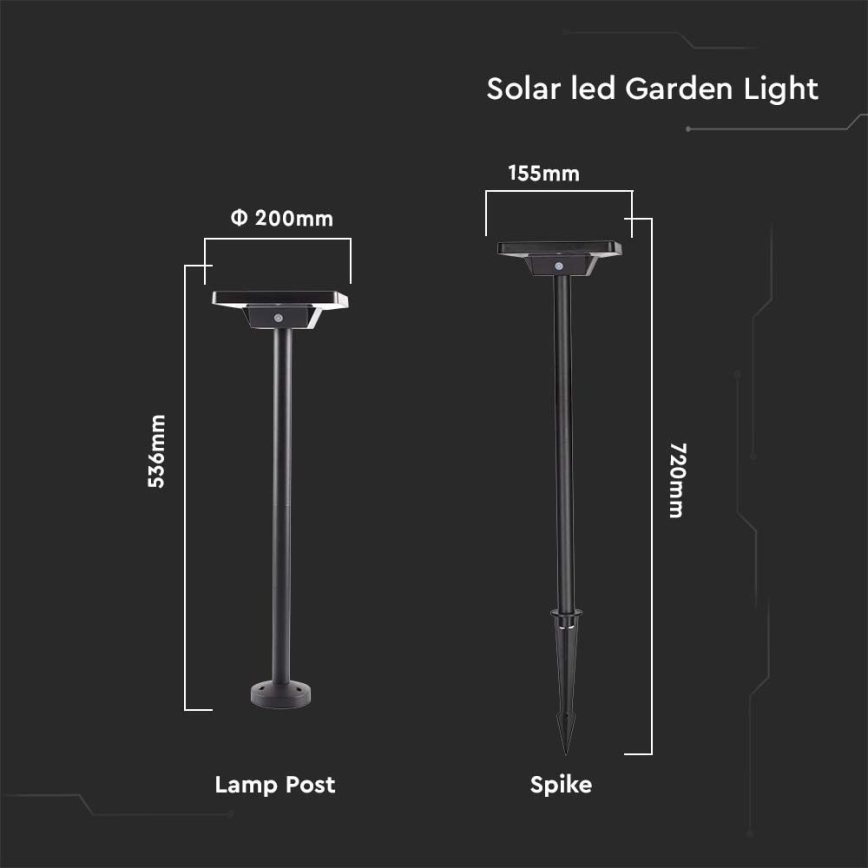LED aurinkokennolamppu ulkokäyttöön 2in1 LED/2W/3,7V IP65 3000/4000/6500K