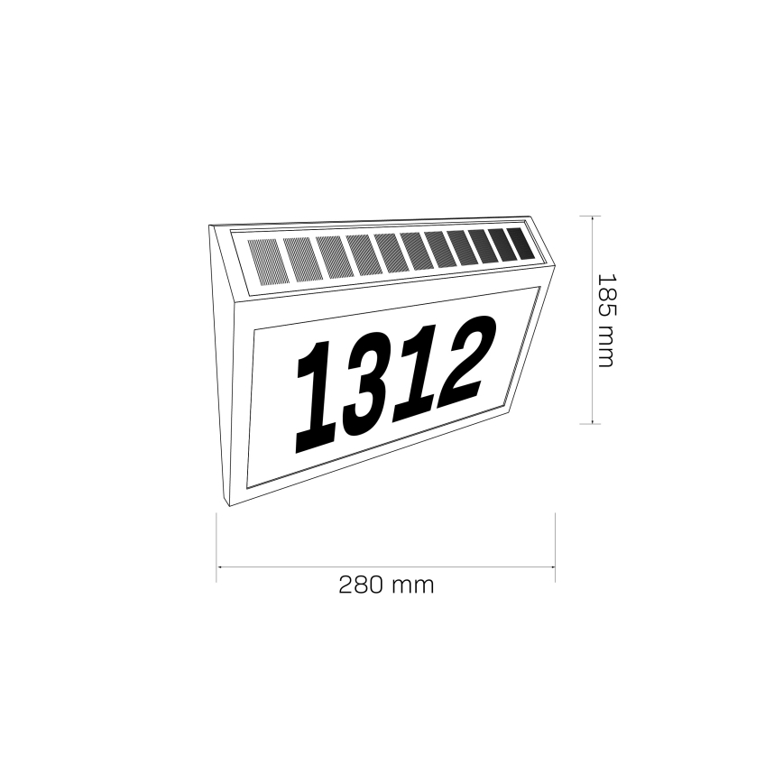 LED-aurinkokennonumero NUMERO LED/3,7V 6000K 1200 mAh IP44 musta