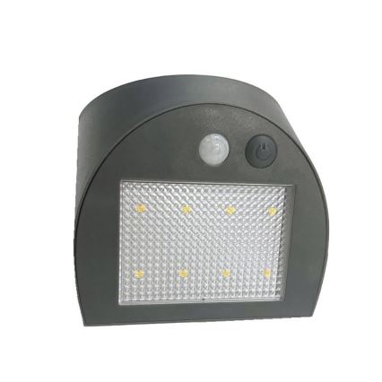 LED-aurinkokäyttöinen seinävalaisin anturilla LED/3W/3,7V 3000/4000K 1200 mAh IP54 antrasiitti