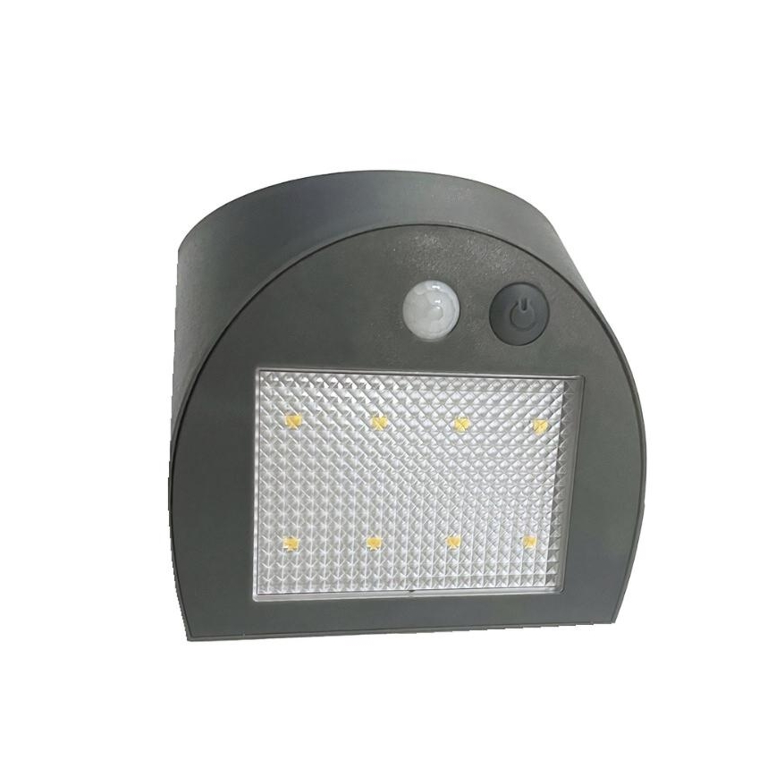 LED-aurinkokäyttöinen seinävalaisin anturilla LED/3W/3,7V 3000/4000K 1200 mAh IP54 antrasiitti