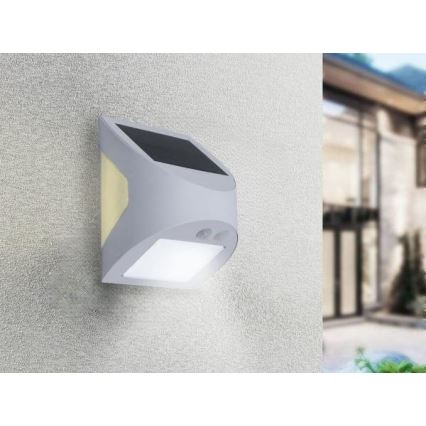 Aurinkokennolla toimiva LED-seinävalaisin anturilla LED/3W/3,7V 3000/4000K 1200 mAh IP54 valkoinen