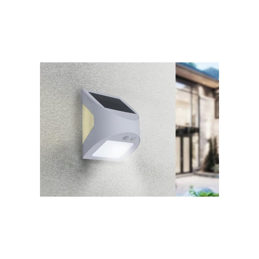 Aurinkokennolla toimiva LED-seinävalaisin anturilla LED/3W/3,7V 3000/4000K 1200 mAh IP54 valkoinen