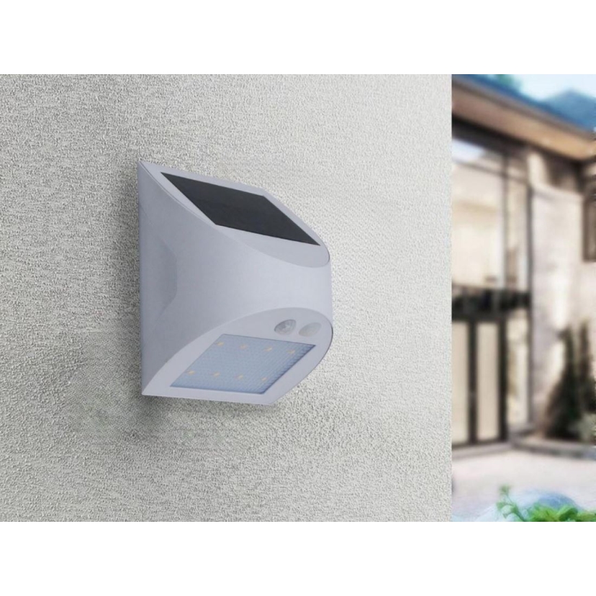 Aurinkokennolla toimiva LED-seinävalaisin anturilla LED/3W/3,7V 3000/4000K 1200 mAh IP54 valkoinen