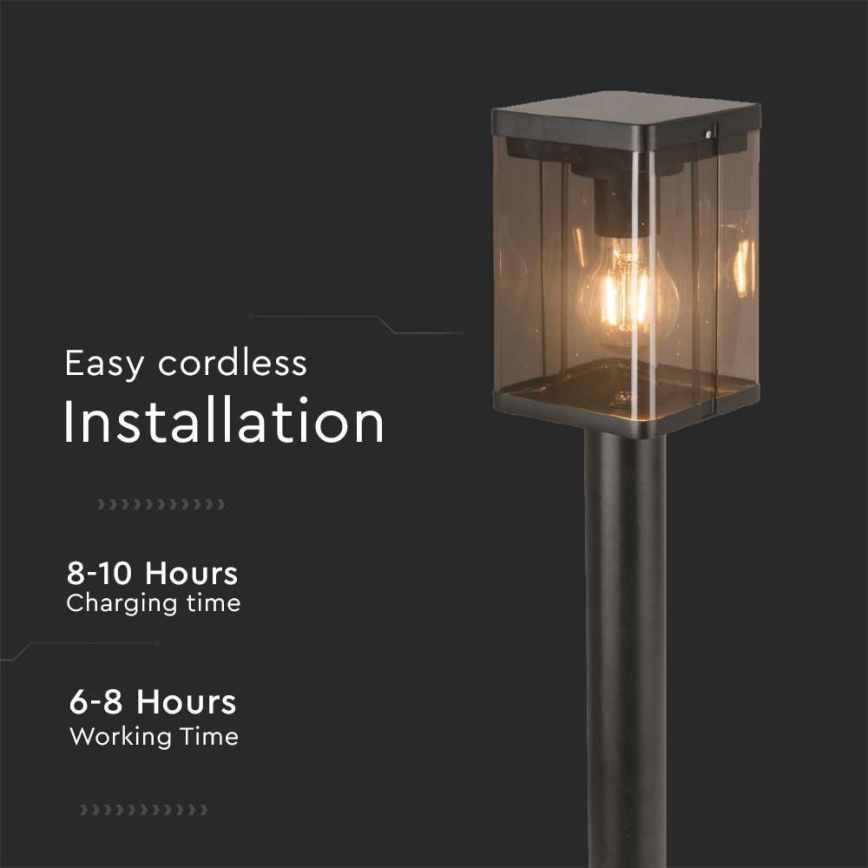 LED aurinkokennovalaisin tunnistimella ulkokäyttöön LED/2,5W/3,7V 3000K IP54 musta
