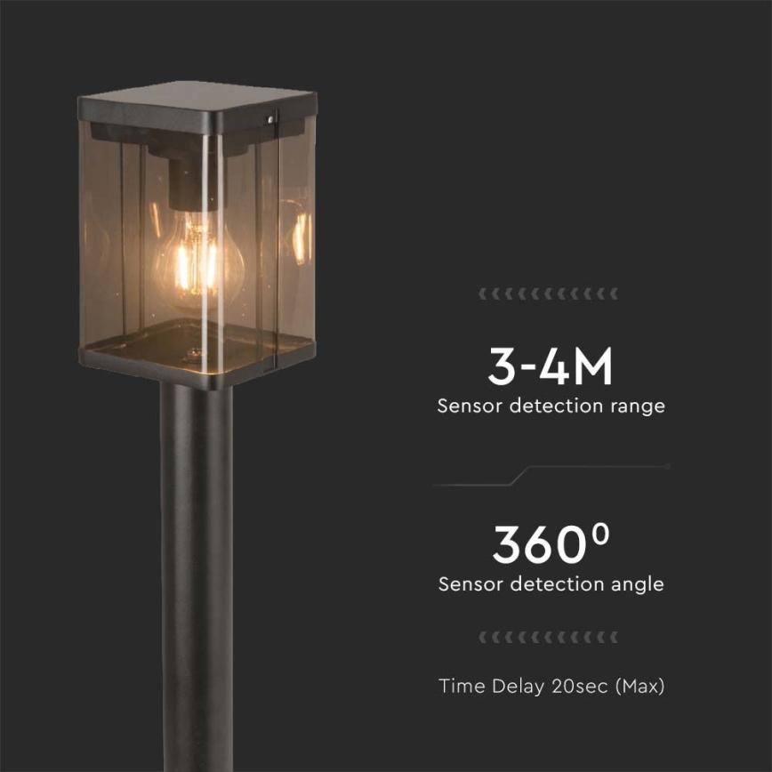 LED aurinkokennovalaisin tunnistimella ulkokäyttöön LED/2,5W/3,7V 3000K IP54 musta