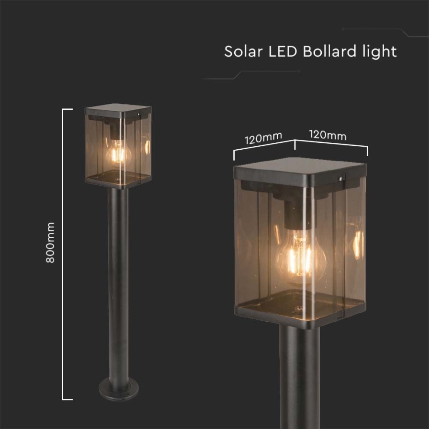 LED aurinkokennovalaisin tunnistimella ulkokäyttöön LED/2,5W/3,7V 3000K IP54 musta
