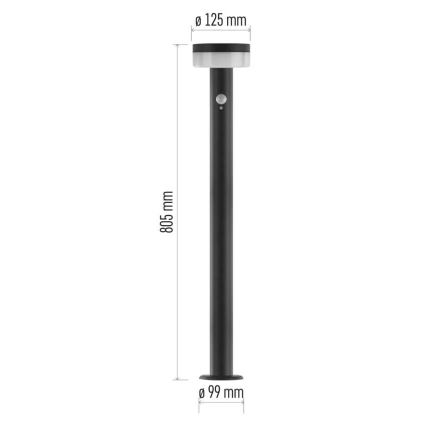 LED aurinkokennovalo sensorilla LED/2W/3,7V 1200 mAh IP44 80 cm