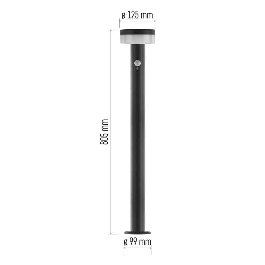 LED aurinkokennovalo sensorilla LED/2W/3,7V 1200 mAh IP44 80 cm