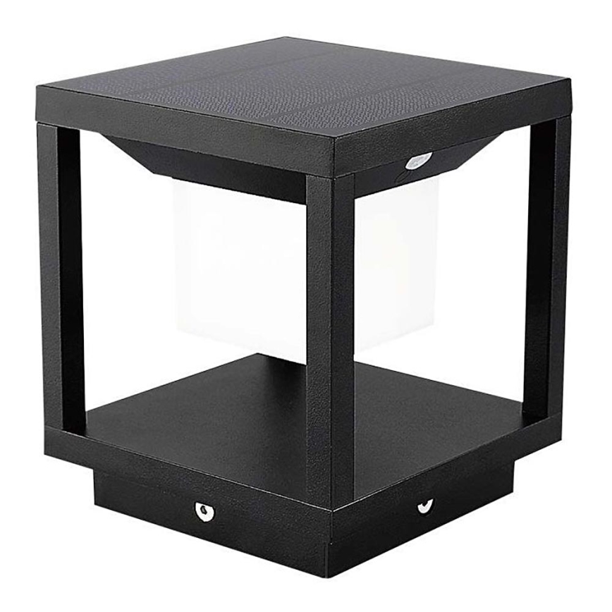 LED aurinkokennovalo anturilla LED/2W/5,5V 3000K IP65 2600 mAh musta