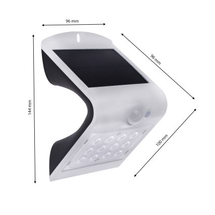 LED aurinkokennovalo liiketunnistimella LED/1,5W/1200 mAh 3,7V IP65
