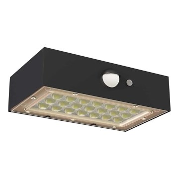 LED aurinkokennovalo liiketunnistimella LED/3,7V 1200mAh 4000K IP65 musta