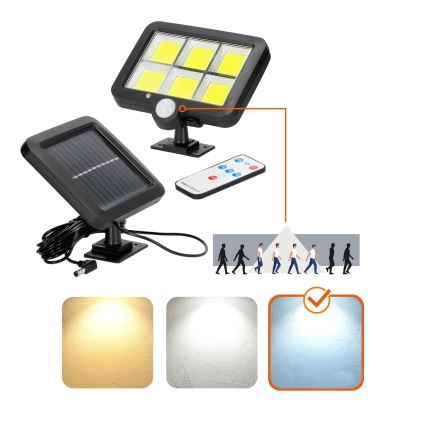 LED aurinkokennovalo liiketunnistimella LED/1,5W/3,7V 6000K IP44 1200 mAh