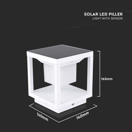 LED Aurinkokennovalo sensorilla LED/2W/5,5V 3000K IP65 valkoinen