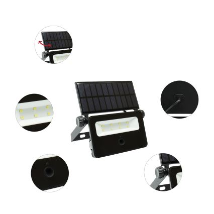 LED Aurinkokennovalo sensorilla NOCTIS LED/2W/1800 mAh 3,7V 6000K IP65