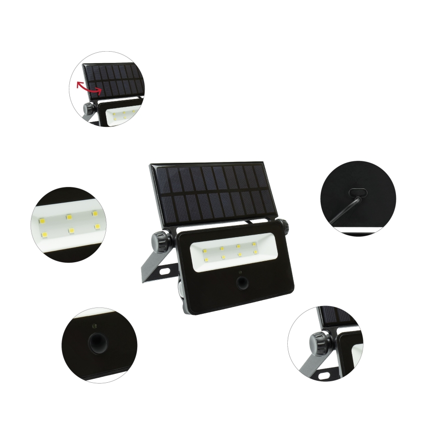 LED Aurinkokennovalo sensorilla NOCTIS LED/2W/1800 mAh 3,7V 6000K IP65