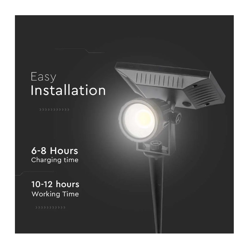 LED-aurinkokennovalo SPIKE LED/2W/5,5V IP65 6400K
