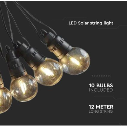 LED Aurinkokennovaloketju 10xLED/0,5/4,5V 12 m 3000K IP44 + kaukosäädin
