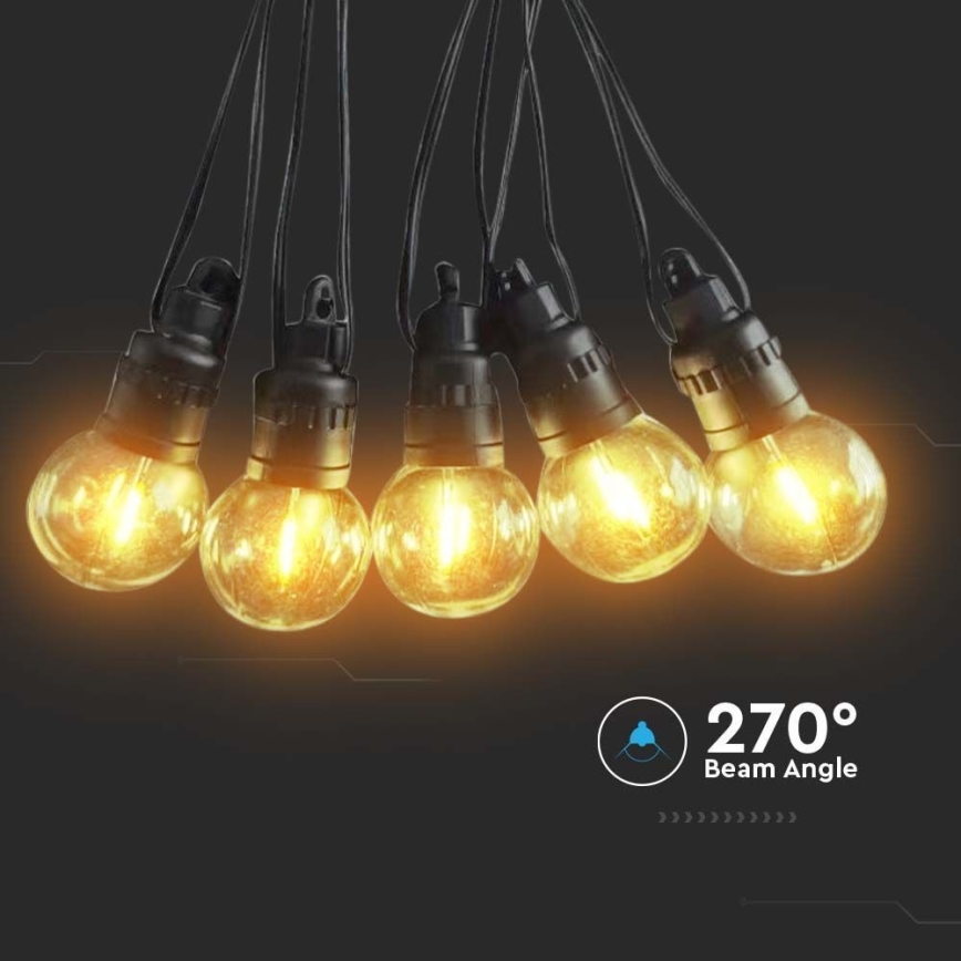 LED Aurinkokennovaloketju 10xLED/0,5/4,5V 12 m 3000K IP44 + kaukosäädin