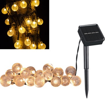 LED aurinkokennovalosarja BUBBLE GLASS 20xLED/8 toimintoa 4,85 m 600 mAh IP44 lämmin valkoinen
