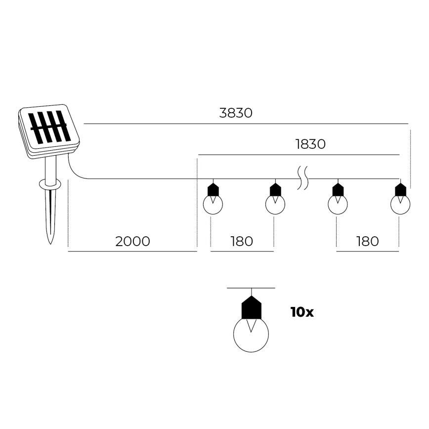 LED-aurinkoketju 10xLED/0,12W/1,2V 1xAA IP44 6000K