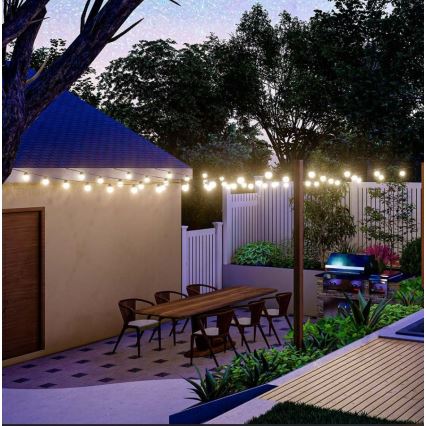 LED-aurinkoketju 10xLED/0,5/4,5V 12 m 3000K IP44 1200 mAh + kauko-ohjaus