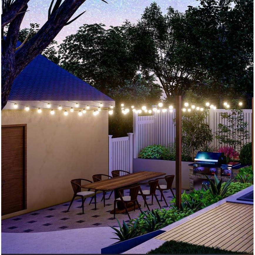 LED-aurinkoketju 10xLED/0,5/4,5V 12 m 3000K IP44 1200 mAh + kauko-ohjaus