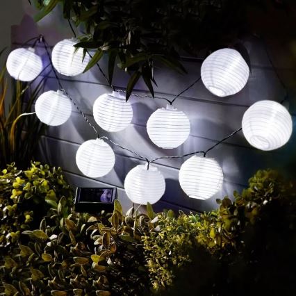 LED-aurinkoketju 10xLED/1,2V 300mAh 3,7m IP44 kylmänvalkoinen