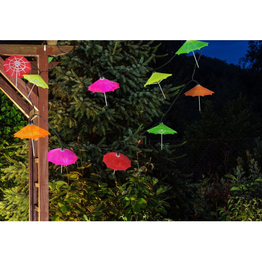 LED aurinkoketju 10xLED/1,2V 300 mAh 3,8 m IP44 sateenvarjot