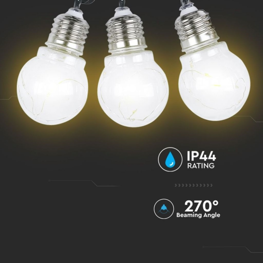 LED-aurinkoketju 10xLED/1W/1,2V 2 m IP44 3000K