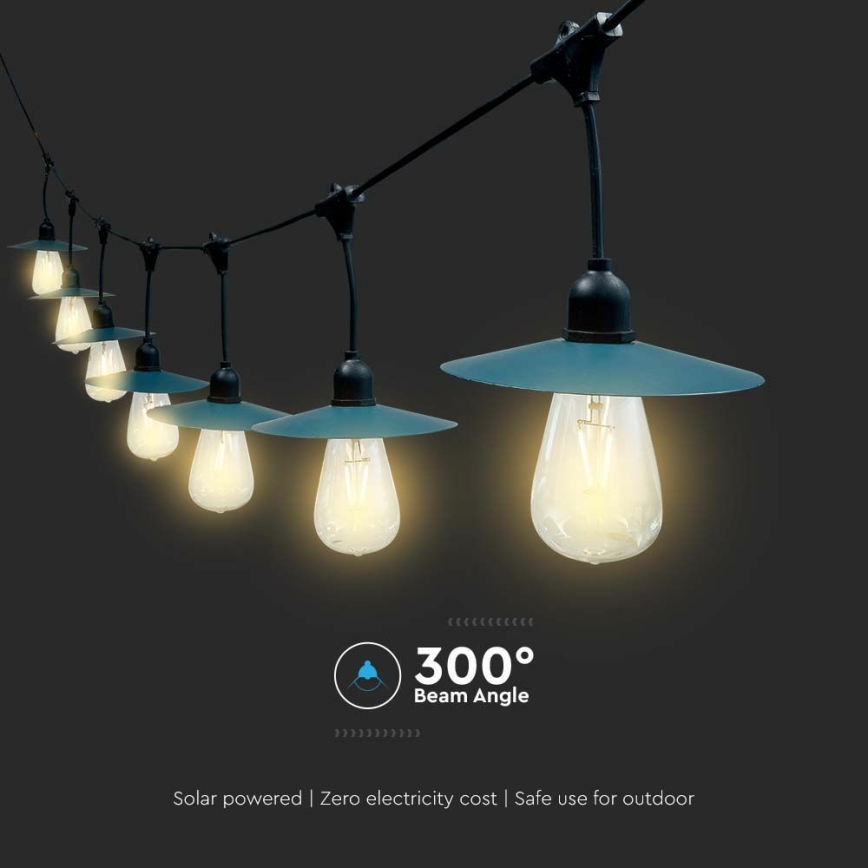 LED-aurinkoketju 15xLED/0,2W/3,7V 15 m 3000K IP44