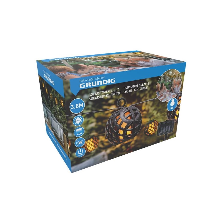 LED-aurinkoketju 3,8m 8xLED/1,2V