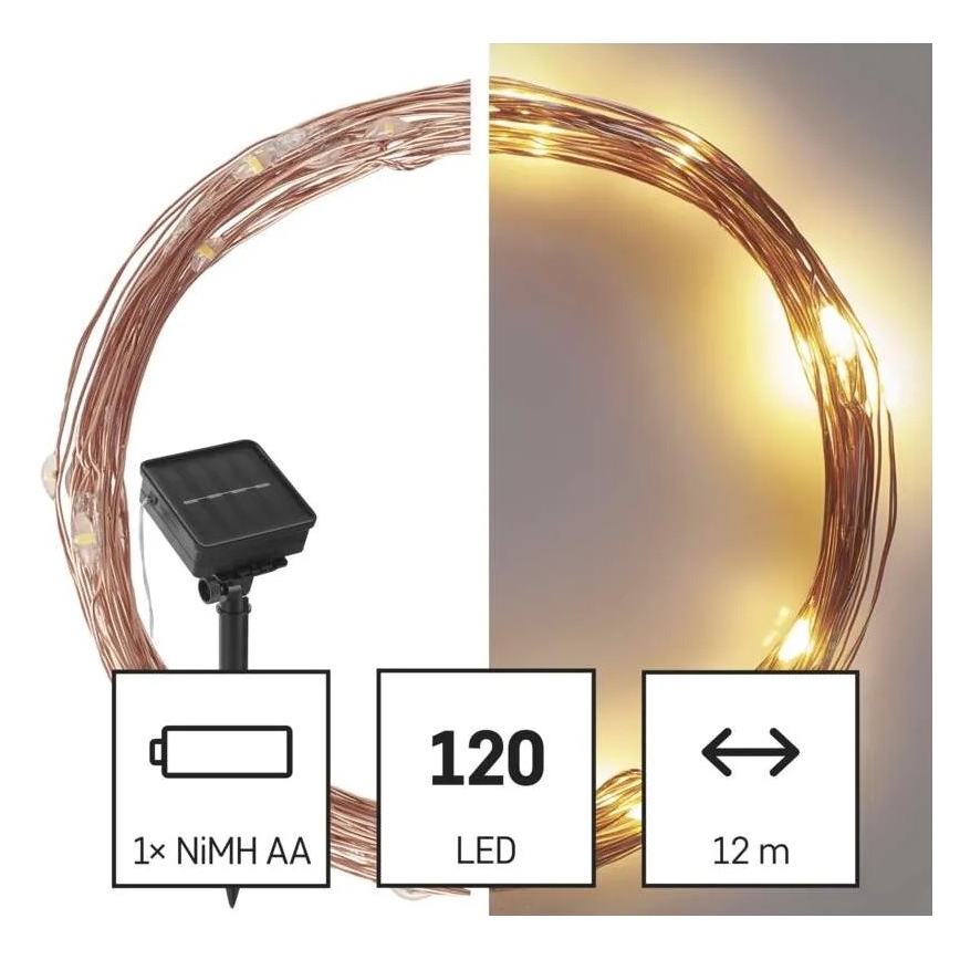 LED-aurinkoketju LED/2,4W/1,2V 1xAA 15 m IP44 3000K 600 mAh