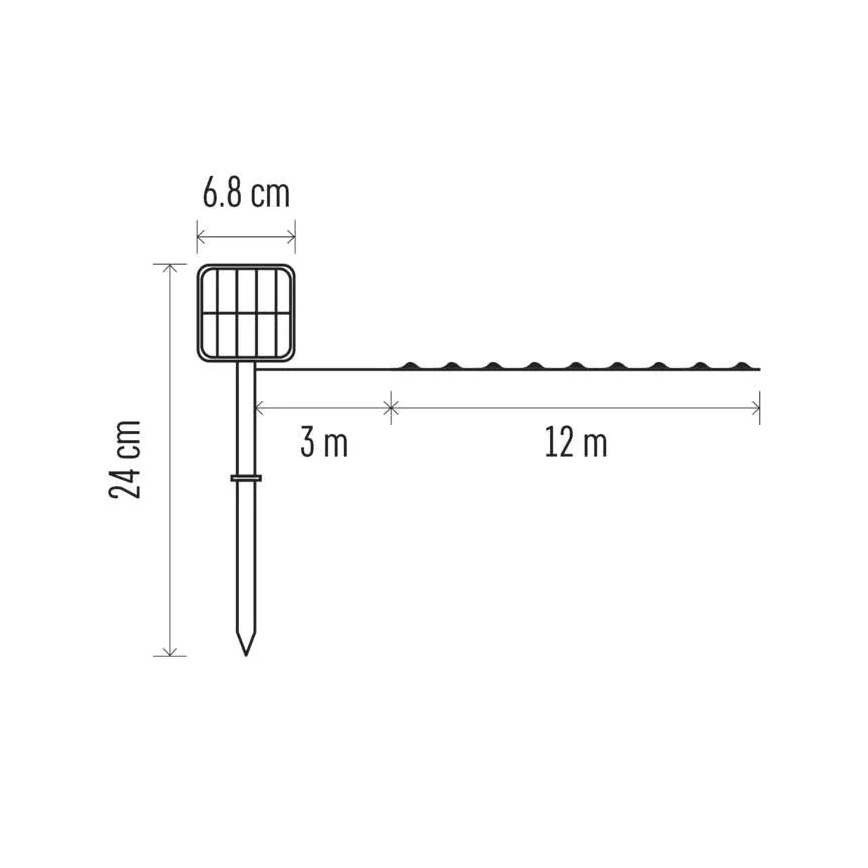 LED-aurinkoketju LED/2,4W/1,2V 1xAA 15 m IP44 3000K 600 mAh